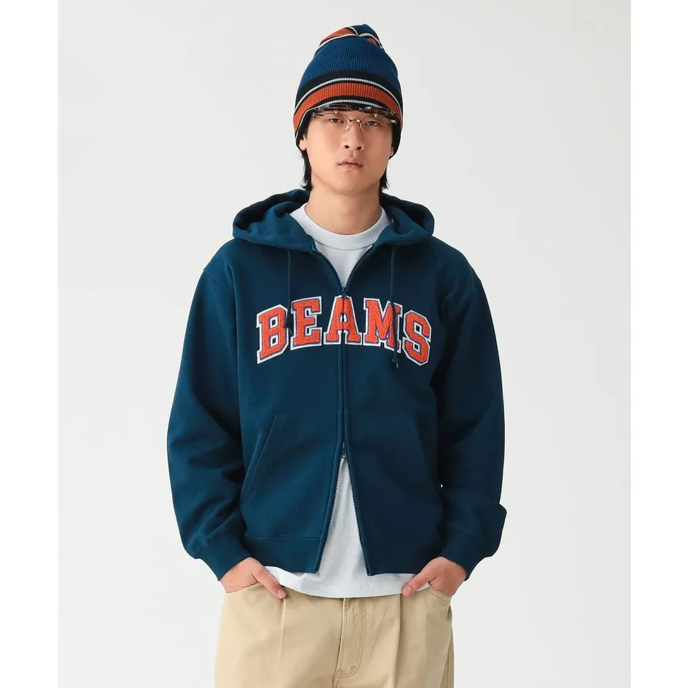 【BEAMS】官方旗艦館 BEAMS / 男裝 BEAMS LOGO BASIC 拉鍊 連帽衛衣