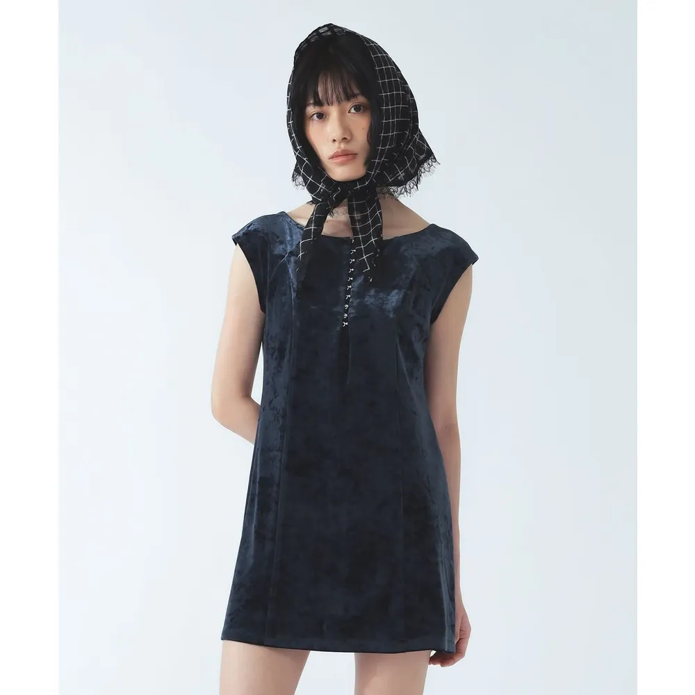 【BEAMS】官方旗艦館 Ray BEAMS / 女裝 拼接 絲絨 短版 洋裝