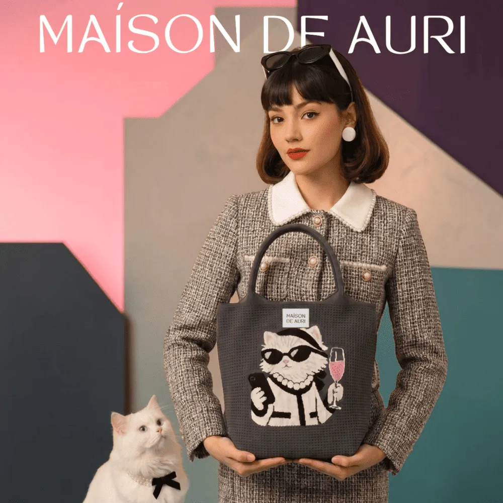 【MAISON DE AURI】Trunk Grande COCO CAT｜可可貓 大提包 / 厚針織