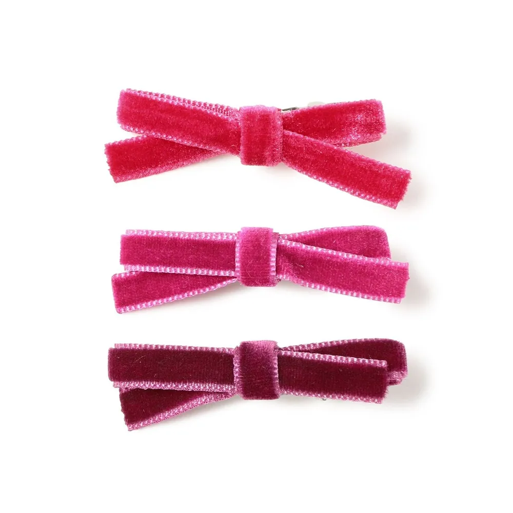 【BEAMS】官方旗艦館 BEAMS BOY / 女裝 迷你 絲絨 蝴蝶結 髮夾 3入組