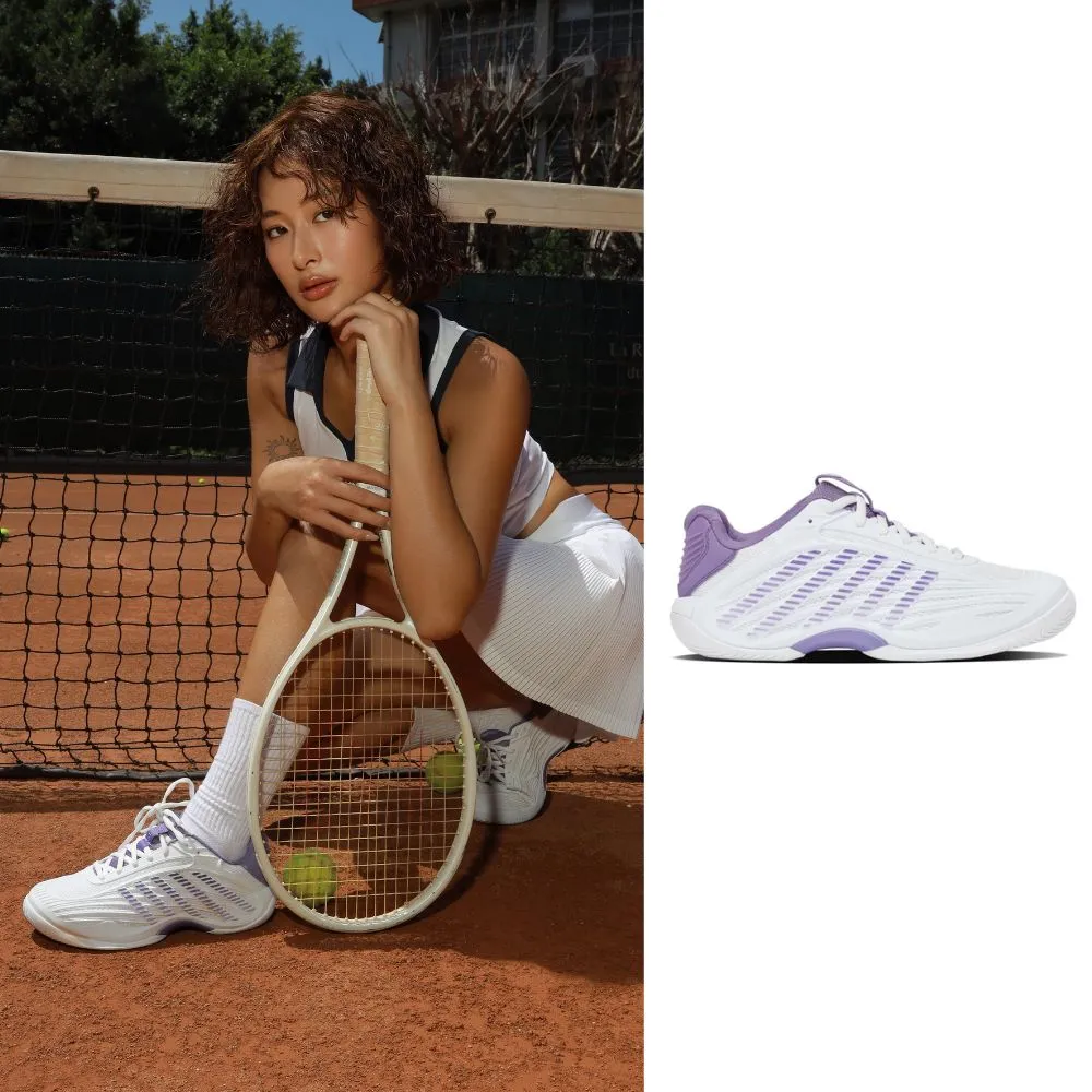【K-SWISS】輕量透氣專業網球鞋 HYPERCOURT EXPRESS 3 運動 匹克球 女鞋 白紫色 94603-160-M