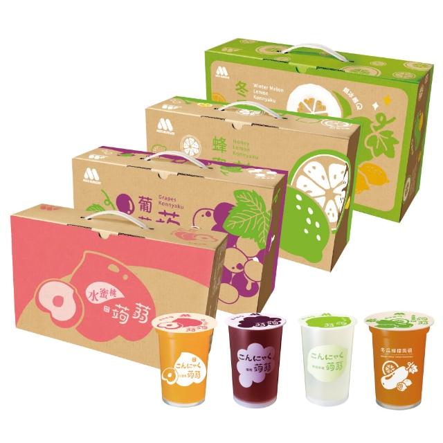 【MOS 摩斯漢堡】經典超人氣 蒟蒻禮盒 x4箱(15杯/箱 水蜜桃/葡萄/檸檬/冬瓜檸檬 果凍 吸凍)