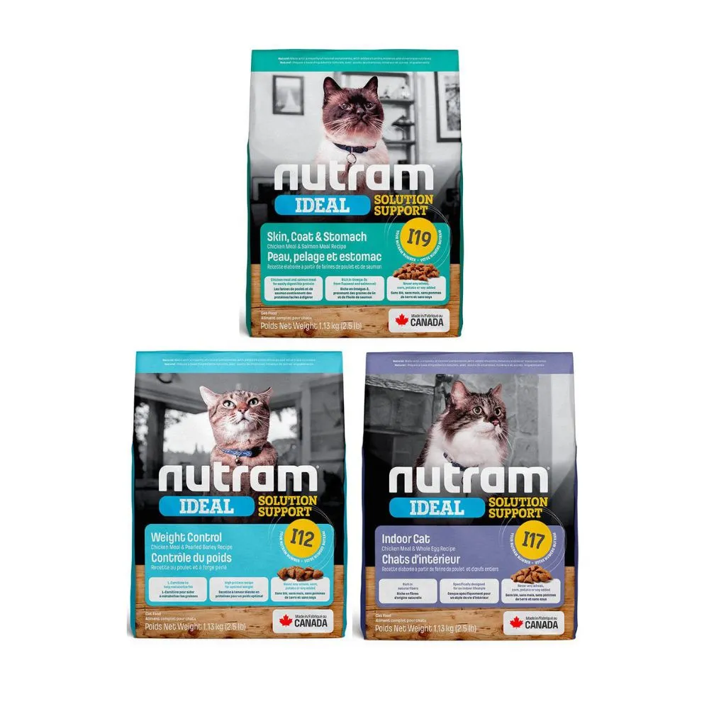 【Nutram 紐頓】2包組-I12/I17/I19無穀專業理想系列貓飼料 2kg/4.4lb(體重管理/化毛/三效強化)