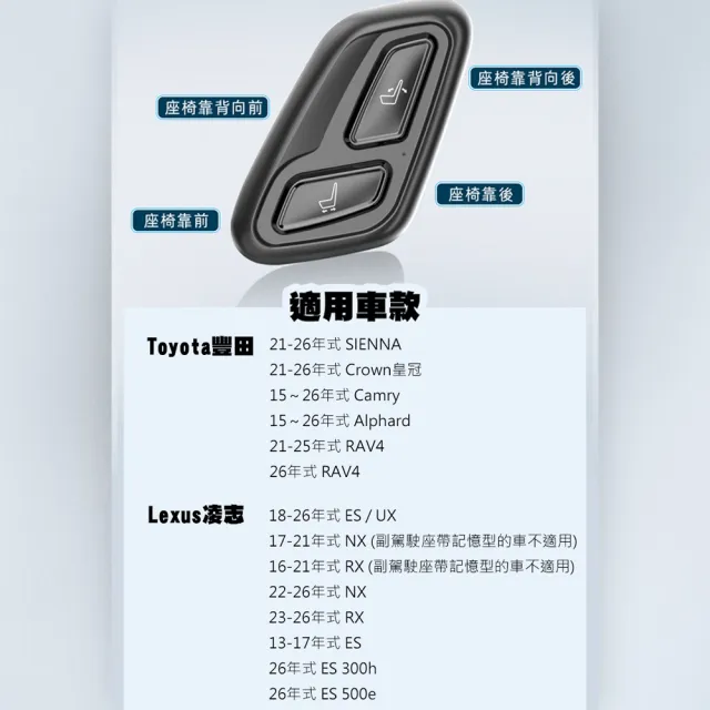 【JUST-PLAY】TOYOTA 副駕專用電動椅控制器 老闆椅 副駕駛控制器RAV4 SIENNA Crown Camry Alphard