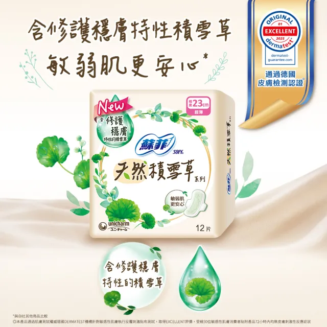 【Sofy 蘇菲】天然系列衛生棉原生棉/草本抑菌/有機棉/積雪草6入組(23cm/26cm/29cm)