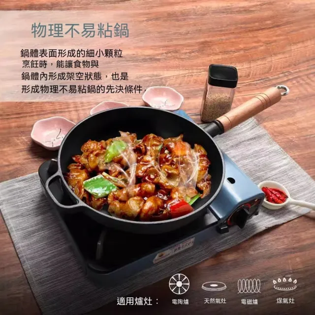 【Quality 聚家】鑄鐵平底鍋 煎鍋 牛排鍋 不粘鍋 煎蛋鍋 烙餅鍋 26CM/隔熱防燙/導熱鎖溫/抗刮耐磨