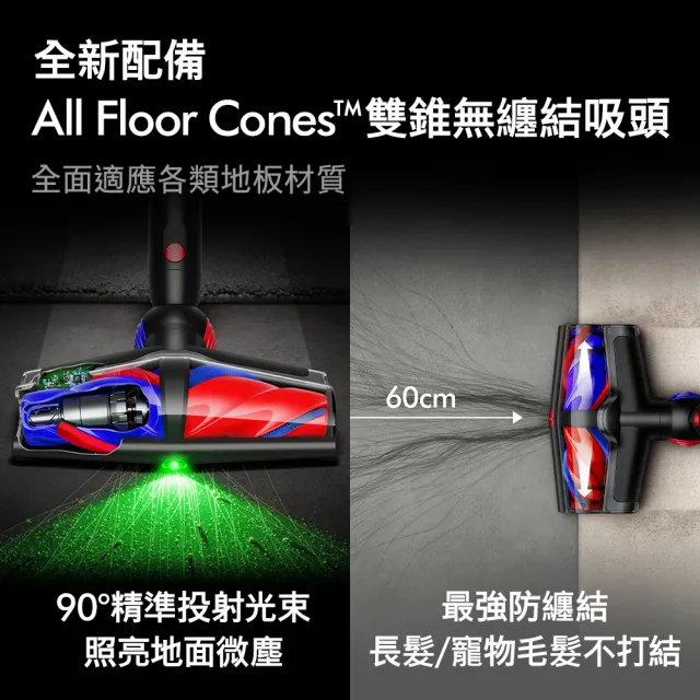 【dyson 戴森】V10 Konical 強勁雙錐無纏結吸塵器 (適用全地質/毛髮剋星/光學偵測)