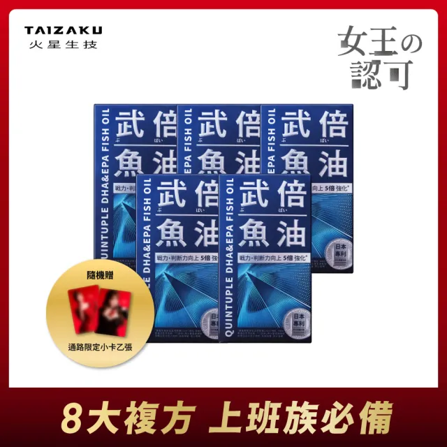 【TAIZAKU 火星生技】武倍魚油5贈1入 60粒/盒(日本專利BNN蕉護活性 精胺酸 瑪卡 男性保健)