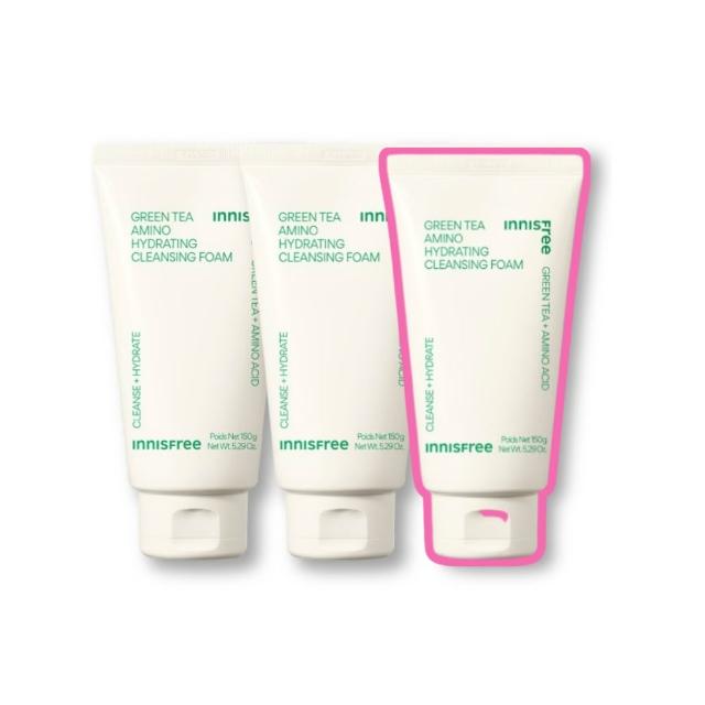 【innisfree】綠茶保濕胺基酸潔面乳150g(3入組)