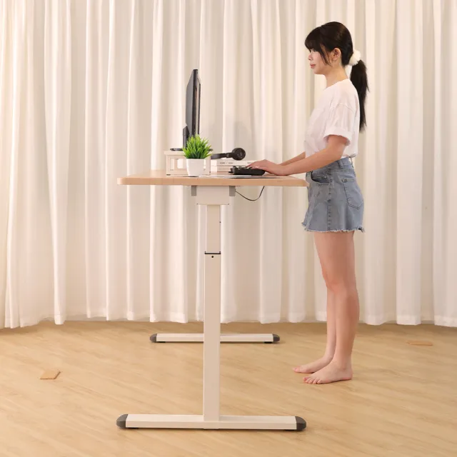 【KAKU 健康生活】(優仕款)電動升降桌-圓邊 日本馬達 140 x 70 cm(臺灣製造/五年保固/書桌/辦公桌/工作桌)