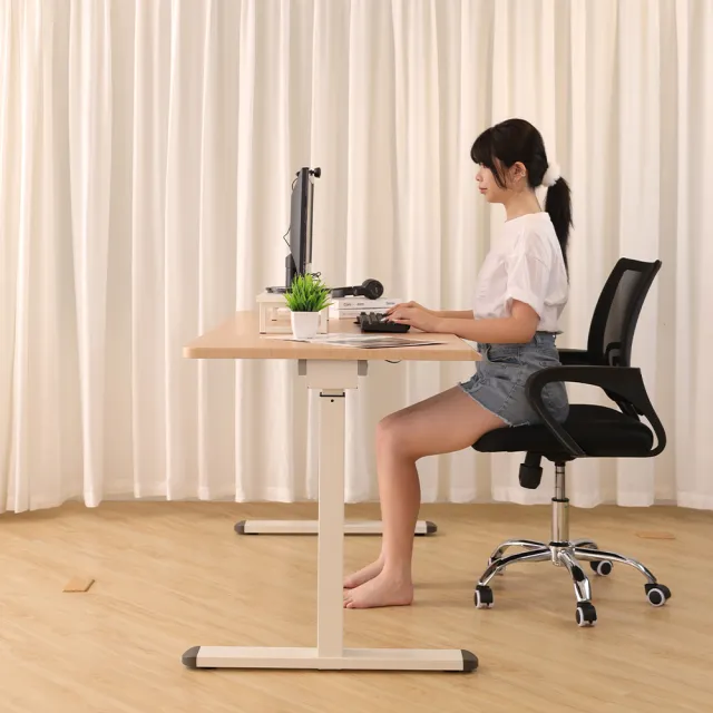 【KAKU 健康生活】(優仕款)電動升降桌-圓邊 日本馬達 120 x 60 cm(台灣製造/五年保固/書桌/辦公桌/工作桌)
