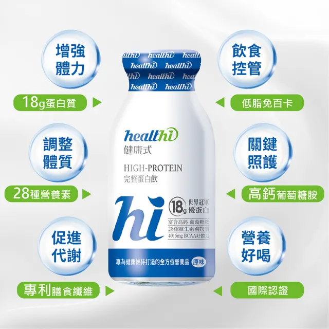 【healthi 健康式】完整蛋白飲 月月健康1箱組(24入 專業醫師推薦 原味/巧克力 世界冠軍特優蛋白 高鈣高纖)
