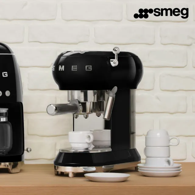 【SMEG】義大利半自動義式咖啡機-耀岩黑(ECF01BLUS)