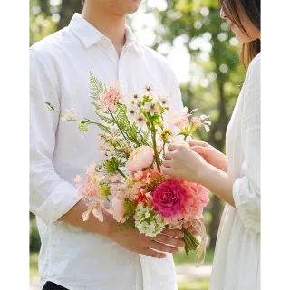 【HUGO DECO 榆果傢飾】花間誓約粉色漫舞擬真捧花 公證花束 婚禮攝影 (婚紗攝影/新娘捧花/花束/告白/求婚)