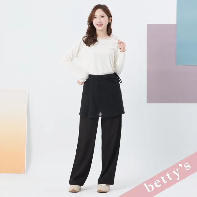 【betty’s 貝蒂思】顯瘦蕾絲綁帶兩件式長褲(黑色)