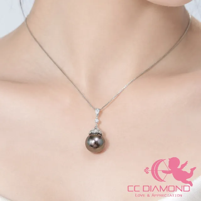 【CC Diamond】貴婦 18K鑽石 南洋大溪地 黑珍珠墜飾(12.1mm)