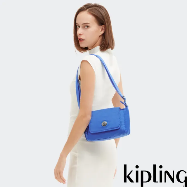 【KIPLING】緞藍色掀蓋式側肩背包-CAMIRA 女包