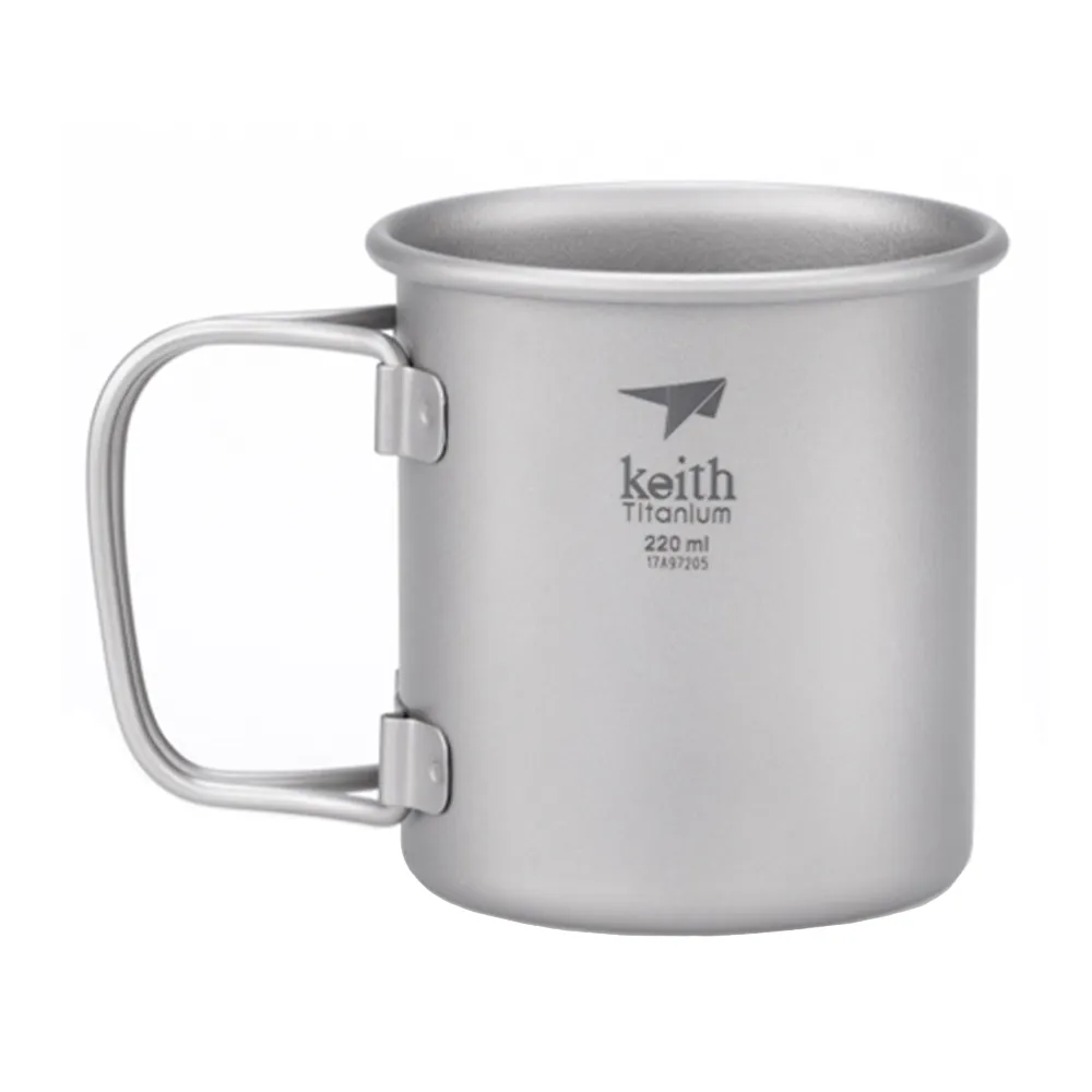 【Keith】Ti3200 鎧斯鈦摺疊單層杯 220ml(純鈦杯子 鈦金屬杯 登山鈦杯 露營杯鈦水杯 馬克杯隨行杯)