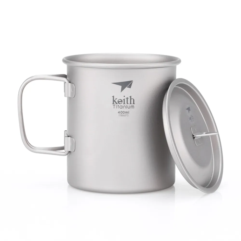 【Keith】鎧斯鈦單層鈦杯 400ml / Ti3203 純鈦杯子 鈦金屬杯 登山鈦杯 露營杯鈦水杯 馬克杯隨行杯