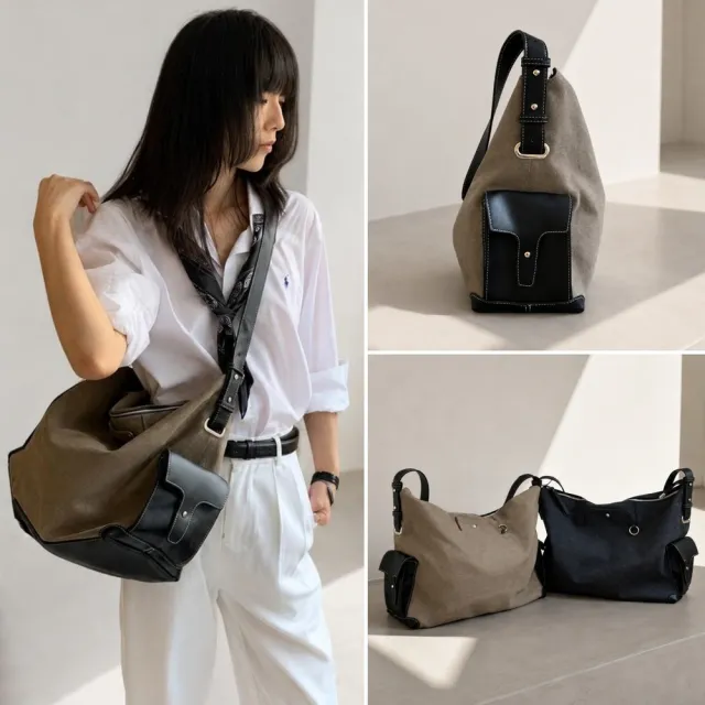 【MoonDy】雙11 腋下包 肩背包 復古包 A4包 通勤包 hobo包 女生包包 帆布大包 大容量包包 托特包 送女