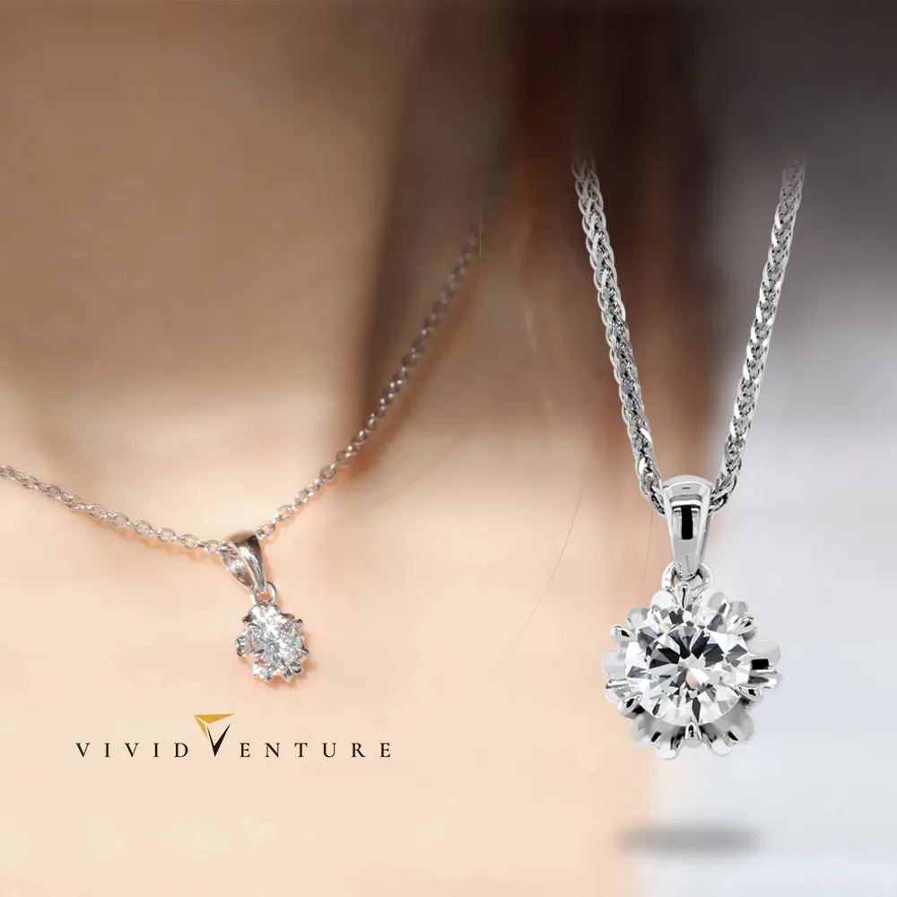【Vividventure 亞帝芬奇】925純銀 20分 天然鑽石 真鑽 項鍊 璀璨放大款