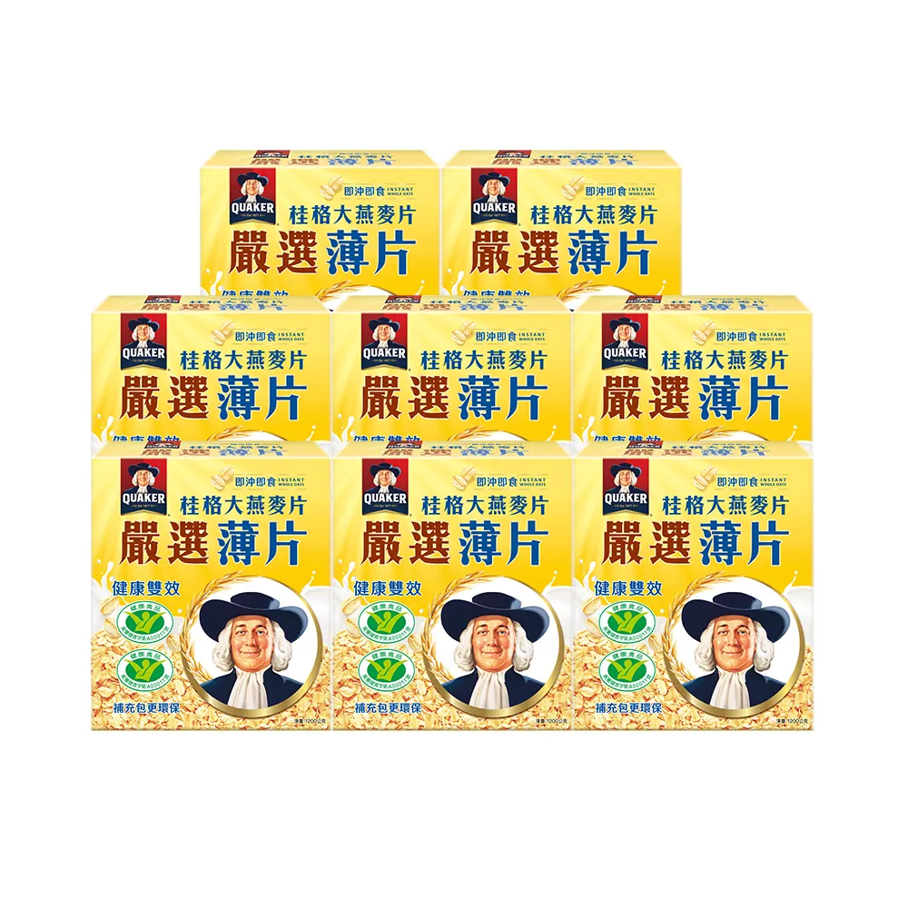 【QUAKER 桂格】嚴選薄片大燕麥片1200g(超值8入)