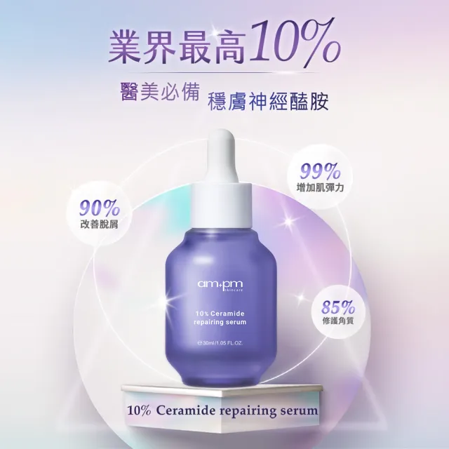 【ampm 牛爾】24H潤澤肌底組★神經醯胺精華+B5藍銅保濕精華+神經醯胺舒芙蕾(保濕/醫美必備/臉部保養)