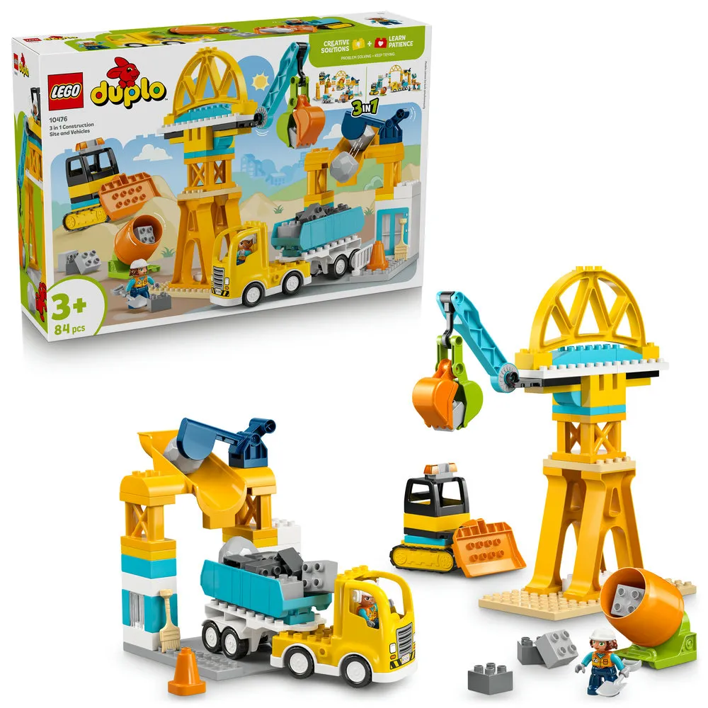 【LEGO 樂高】得寶系列 10476 3 合 1 工地和車輛(啟蒙玩具 玩具車 積木 兒童玩具)