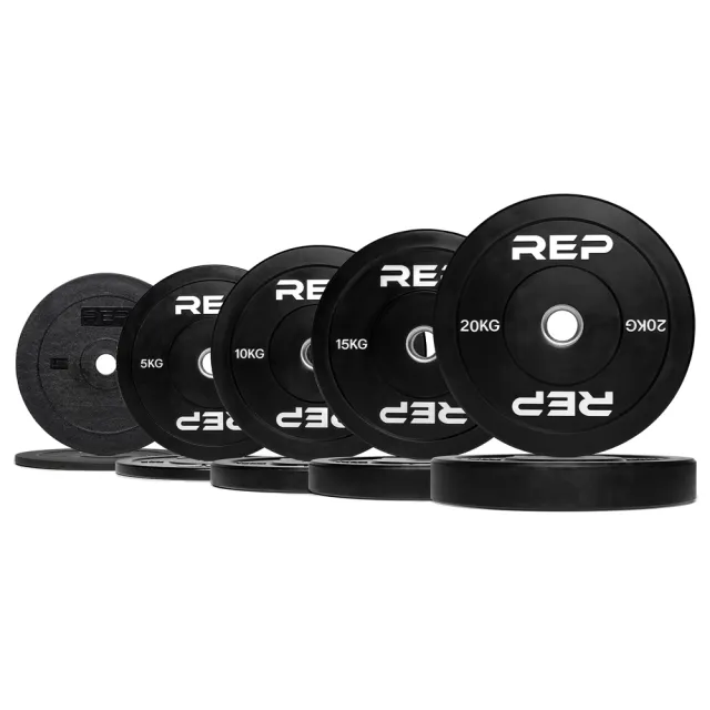 【REP FITNESS】包膠槓片 2.5-20KG組合 黑色（2入裝）/奧林匹克包膠槓片