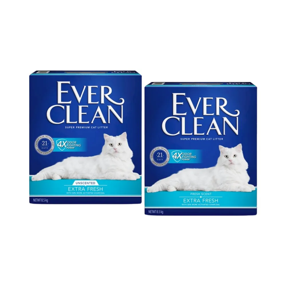【EverClean 藍鑽】4倍淨味貓砂 8.5kg*2入組（藍標）(凝結貓砂)