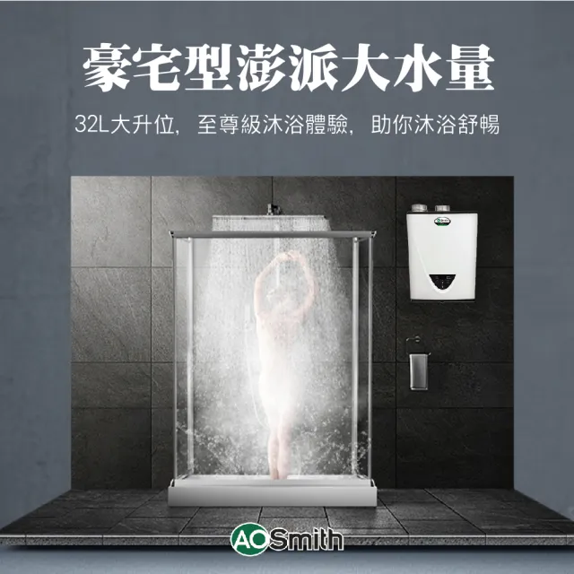 【A.O.Smith】AO史密斯 32L智慧變頻恆溫強排瓦斯熱水器 ATI-540H NG1/FF式 (僅適用天然氣)