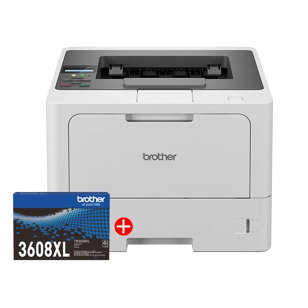 【brother】官方直營 搭1黑高容量碳粉★HL-L5210DN 商用黑白高速雷射印表機(雙面列印/有線網路/行動列印)