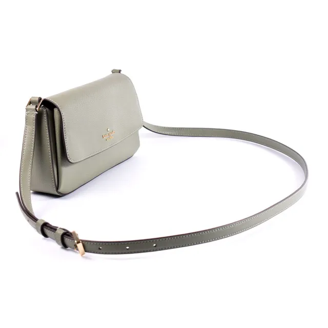 【KATE SPADE】Sutton 鵝卵石紋磁釦翻蓋斜背包-苔綠