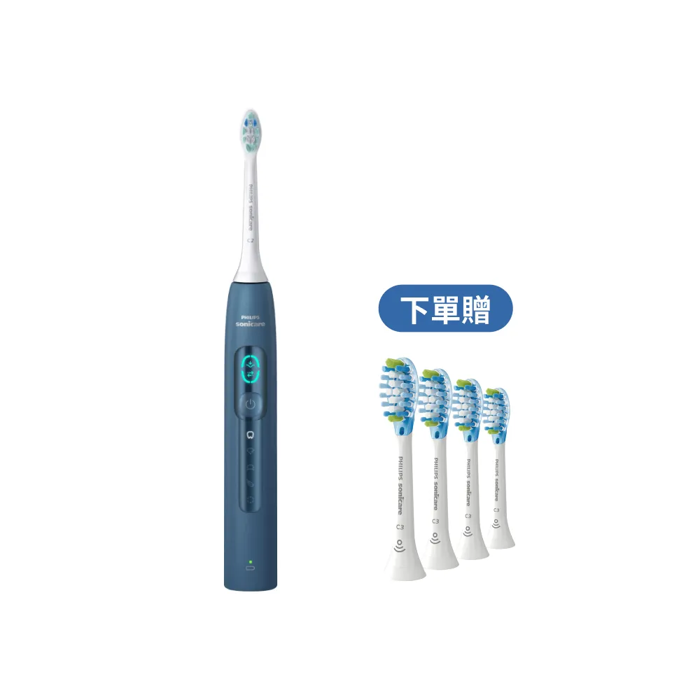 【Philips 飛利浦】momo獨家 HX5682/01 語音導航音波電動牙刷-暮光藍(官方直營/momo集資)