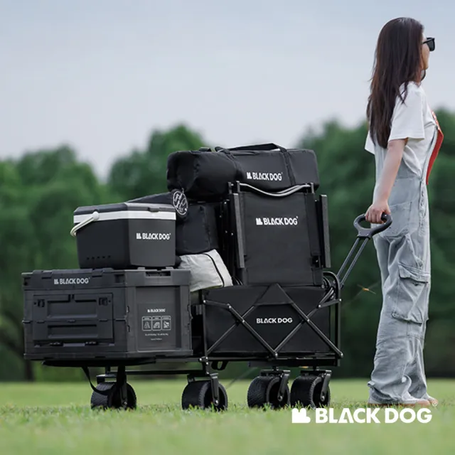【Blackdog】漫遊2.0折疊寬輪手推車 後開拖斗款 JJ047(台灣公司貨)
