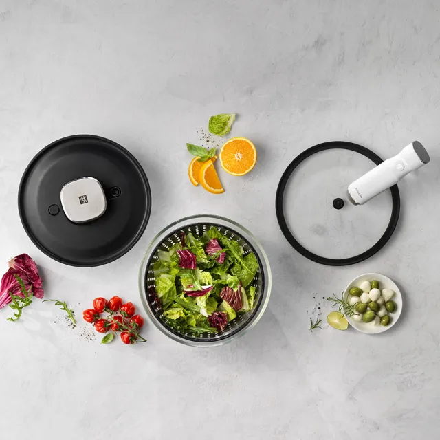 【ZWILLING 德國雙人】FRESH & SAVE 真空按壓式沙拉蔬果脫水器/瀝水籃/洗菜盆24cm(德國雙人牌集團官方直營)