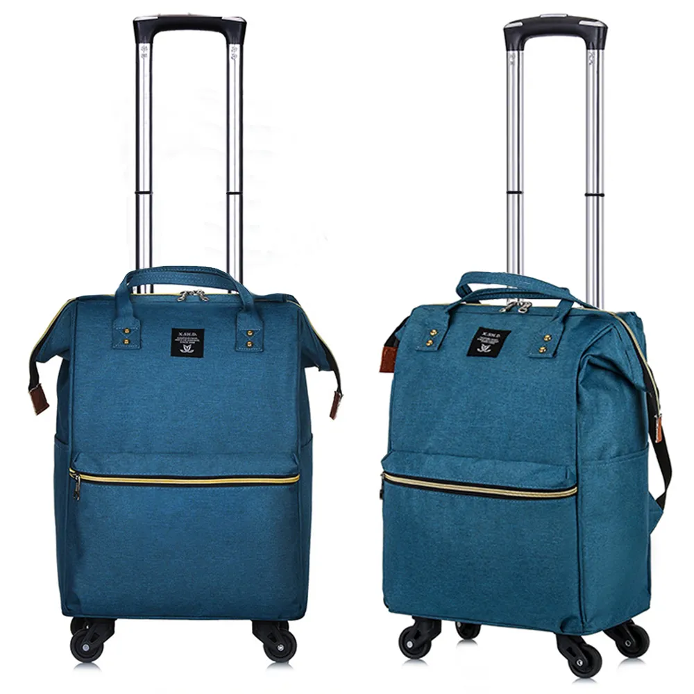 【GoTrip 微旅行】拉桿袋 登機袋 購物車 25吋學院風揹拉兩用前開式拉桿包  湖水藍(悅生活)