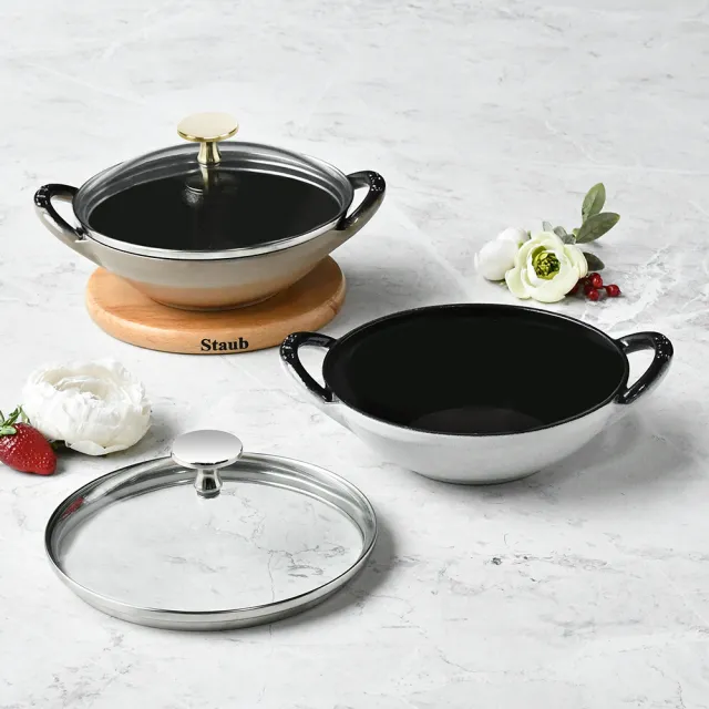 【STAUB】迷你煲琺瑯鑄鐵鍋16cm2件組(德國雙人牌集團官方直營)
