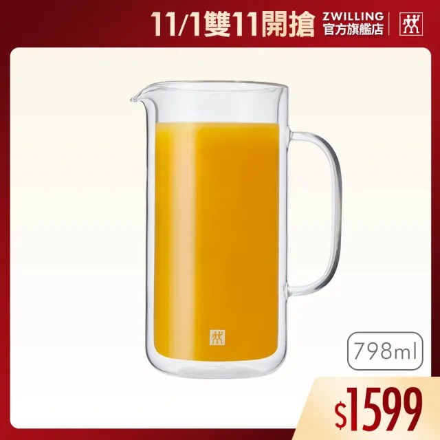 【ZWILLING 德國雙人】Sorrento PLUS雙層耐熱玻璃水壺798ml(德國雙人牌集團官方直營)