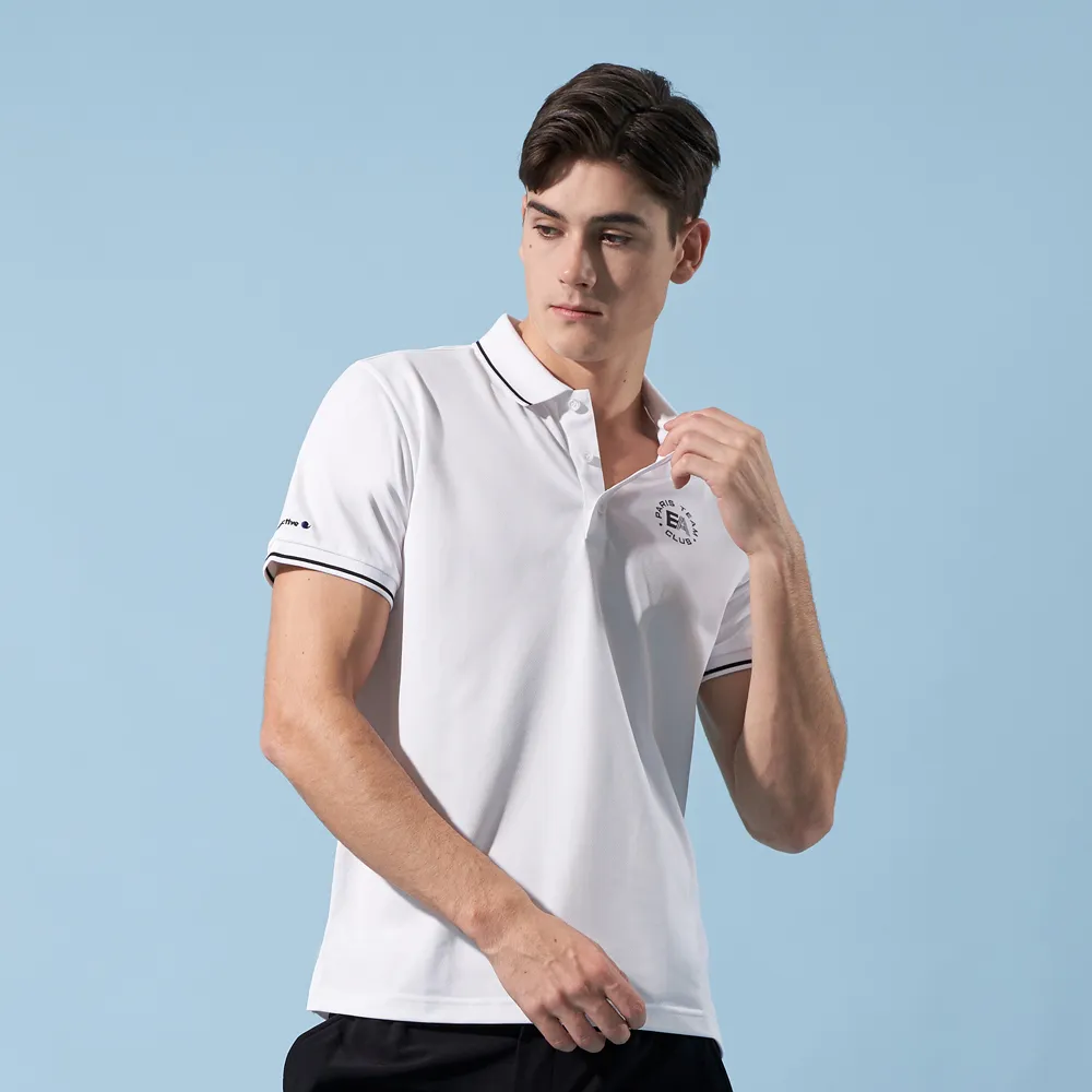 【ELLE ACTIVE】男款 休閒經典短袖POLO衫-白色(EA24M2M1105-90)