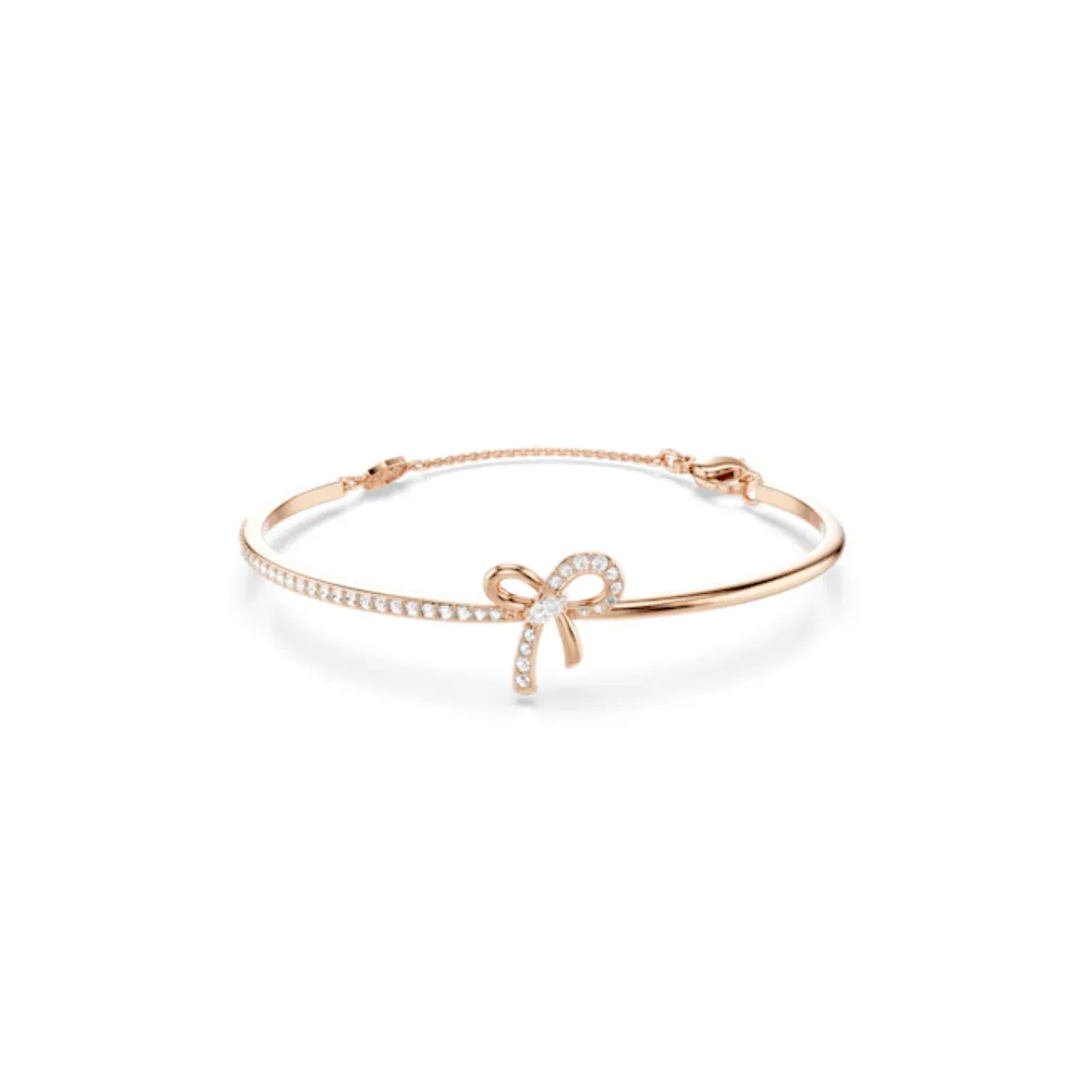 【SWAROVSKI 施華洛世奇】官方直營 Hyperbola 蝴蝶結手鐲 鍍玫瑰金色 千金風天花板 | 5753330 新品