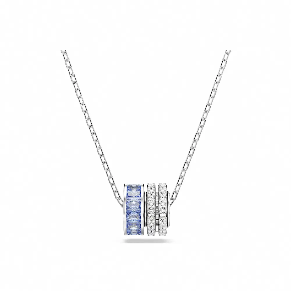 【SWAROVSKI 施華洛世奇】官方直營 Connexus 鏈墜 `Love is around`藍色鍍白金色
