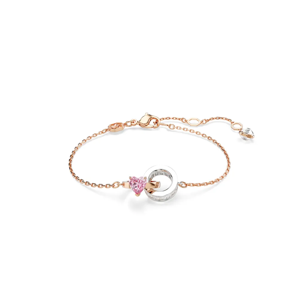 【SWAROVSKI 施華洛世奇】官方直營 Connexus 手鏈 混合式切割 愛心 粉紅色 | 5690038  (情人節禮物)