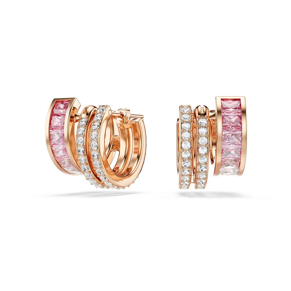 【SWAROVSKI 施華洛世奇】官方直營 Connexus 大圈耳環 粉紅色 鍍玫瑰金色調 | 5741333  (情人節禮物)