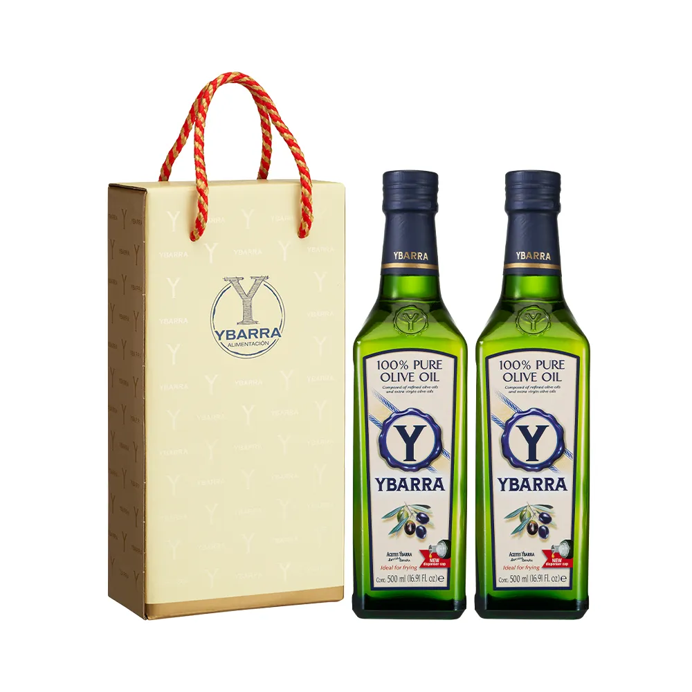 【YBARRA】益百萊 西班牙純橄欖油 2入禮盒組(500mlx2瓶 玻璃瓶/禮盒/雙10限定)