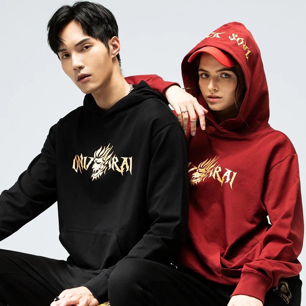 【BLUE WAY】男裝 女裝 網路獨家潮流側鬼LOGO連帽 長袖 帽T 上衣-鬼洗