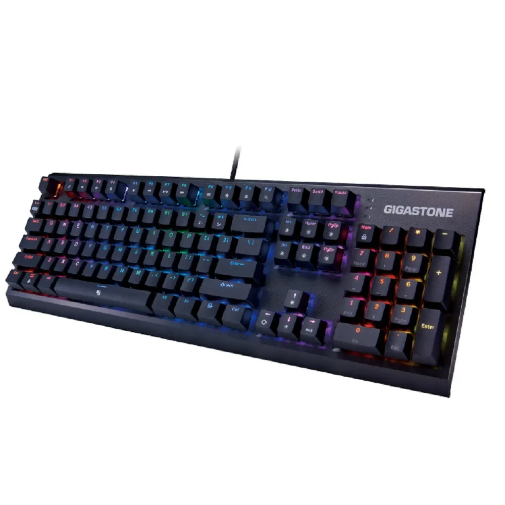 【GIGASTONE 立達】高精度茶軸機械式RGB電競鍵盤GK-12(全彩1680萬LED背光  18組燈光變換)