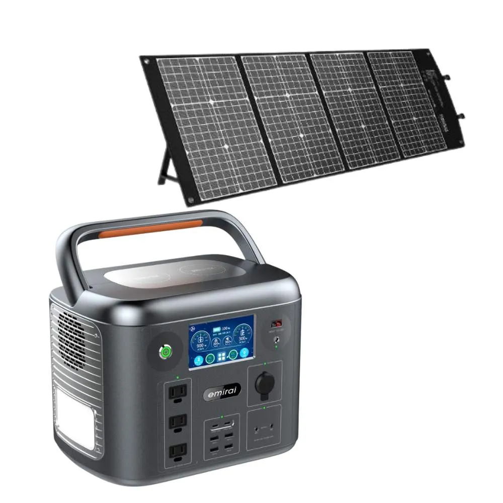 【MIRENEX】emirai次世代行動電站1500W+120W太陽能板組-太空灰(戶外防災露營儲能電站/安全耐用磷酸鐵鋰)