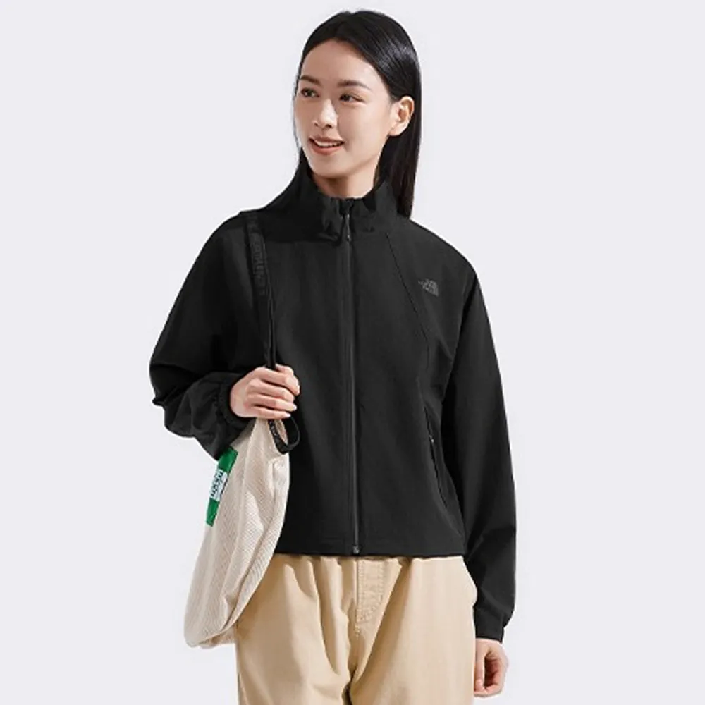 【The North Face】北面女款黑色DWR防潑水防曬可打包防風外套｜8DGRJK3