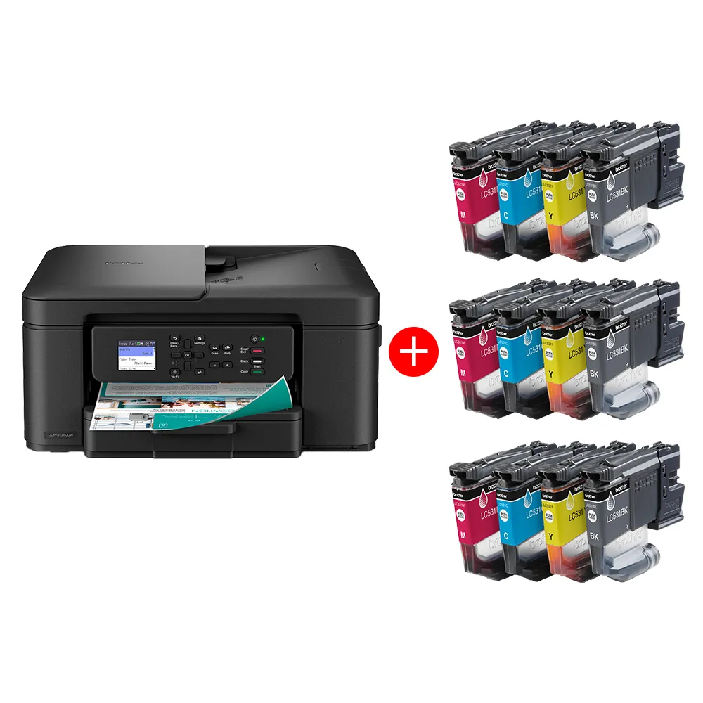 【brother】官方直營 搭3組1黑3彩標準墨★DCP-J1360DW 威力印Lite三合一無線噴墨複合式印表機